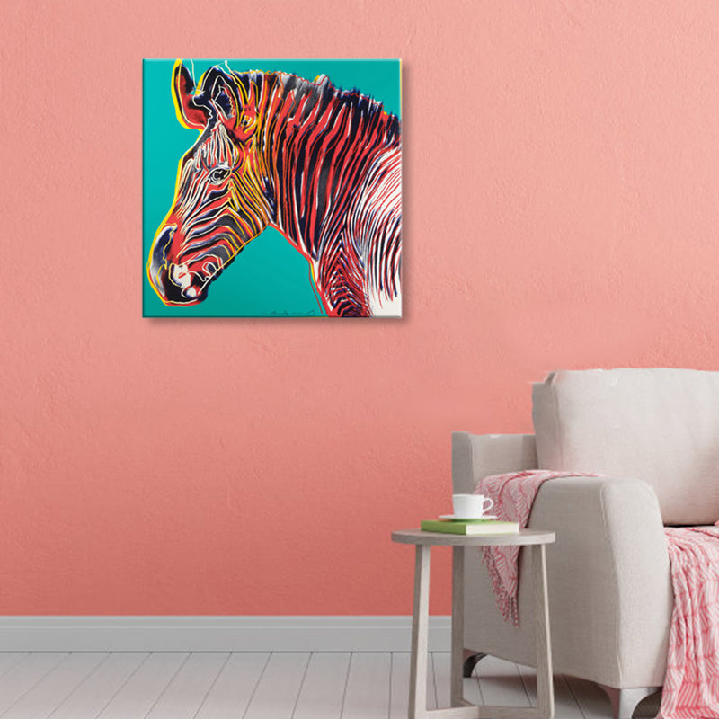 Vivolux | Wildtier-Leinwanddruck Pop Art Stil Texturiertes Esszimmer Gemälde in Pastellfarbe