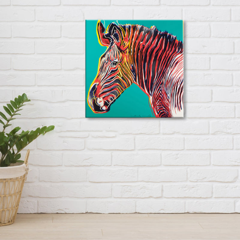 Vivolux | Wildtier-Leinwanddruck Pop Art Stil Texturiertes Esszimmer Gemälde in Pastellfarbe