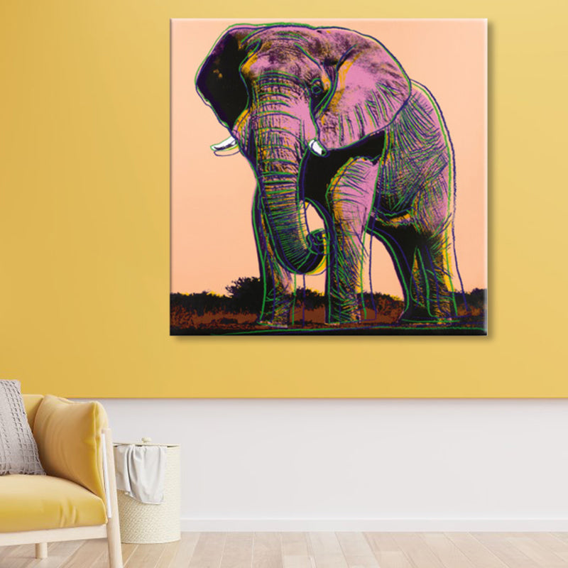 Vivolux | Wildtier-Leinwanddruck Pop Art Stil Texturiertes Esszimmer Gemälde in Pastellfarbe