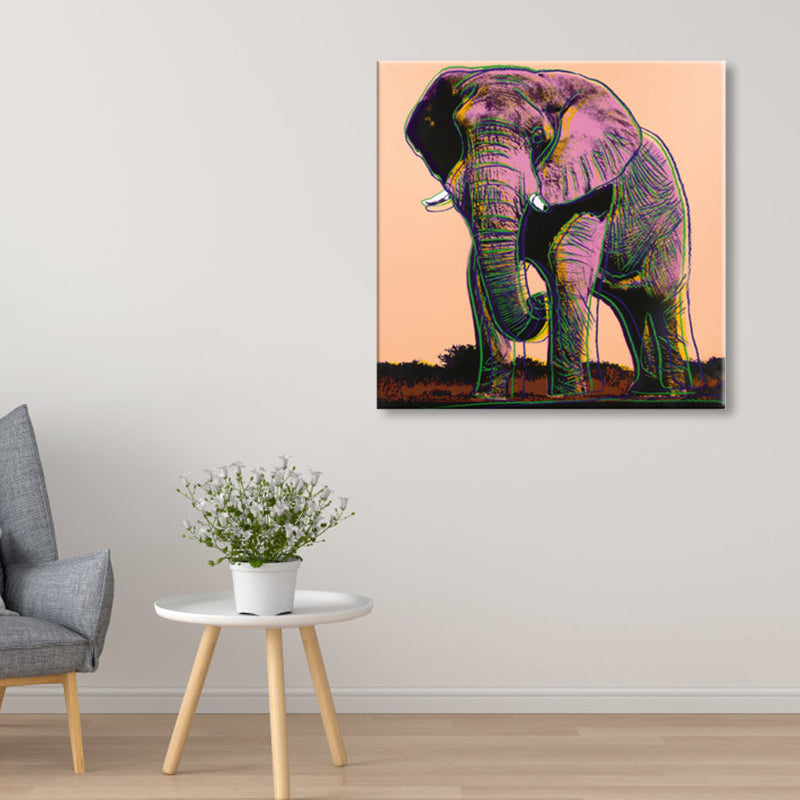 Vivolux | Wildtier-Leinwanddruck Pop Art Stil Texturiertes Esszimmer Gemälde in Pastellfarbe