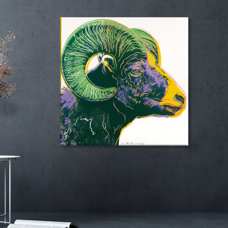 Vivolux | Wildtier-Leinwanddruck Pop Art Stil Texturiertes Esszimmer Gemälde in Pastellfarbe