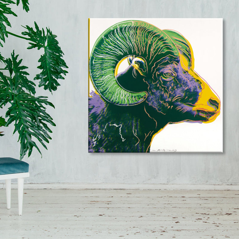 Vivolux | Wildtier-Leinwanddruck Pop Art Stil Texturiertes Esszimmer Gemälde in Pastellfarbe