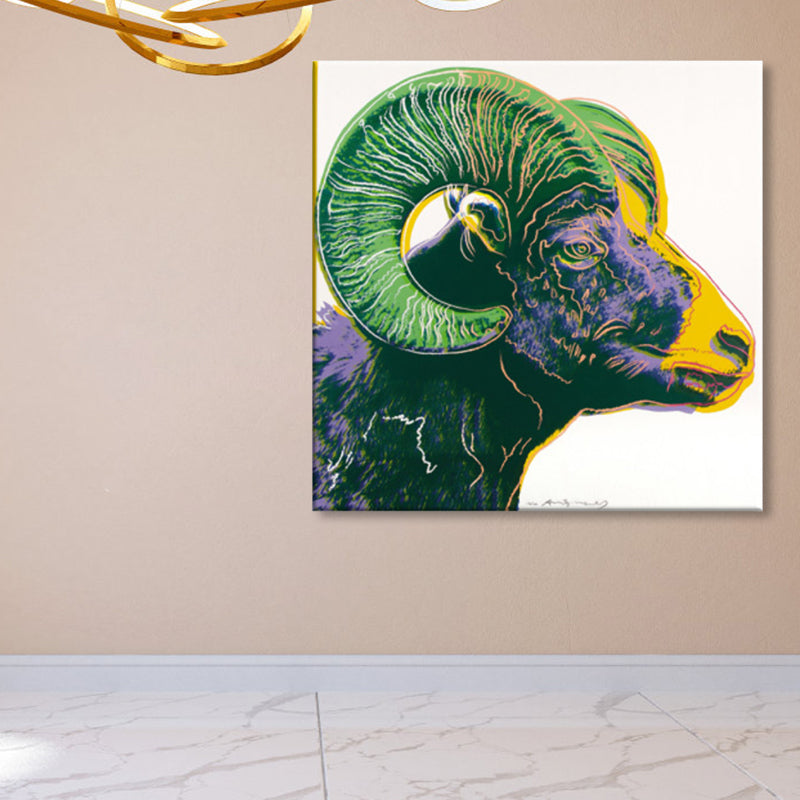 Vivolux | Wildtier-Leinwanddruck Pop Art Stil Texturiertes Esszimmer Gemälde in Pastellfarbe