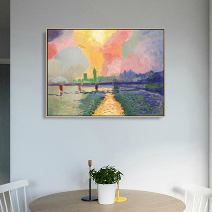 Vivolux | Grüner Impressionismus Leinwandkunst Gemälde Straße zum Berg Wanddekoration für das Wohnzimmer