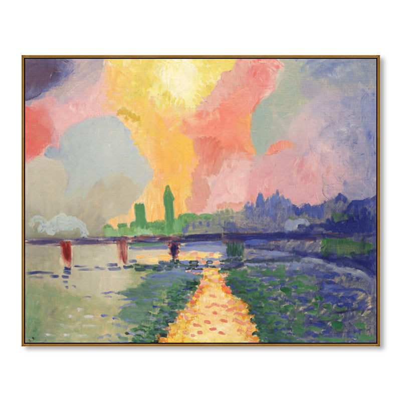 Vivolux | Grüner Impressionismus Leinwandkunst Gemälde Straße zum Berg Wanddekoration für das Wohnzimmer