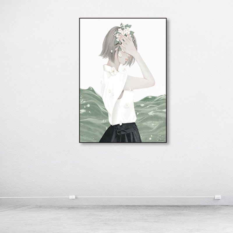 Vivolux | Weiche Farbige Illustrierte Maid Eingewickelte Leinwand Texturiert Pop Art Wohnzimmer Wanddekoration