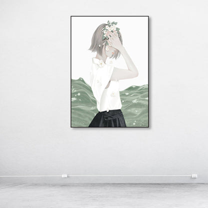 Vivolux | Weiche Farbige Illustrierte Maid Eingewickelte Leinwand Texturiert Pop Art Wohnzimmer Wanddekoration
