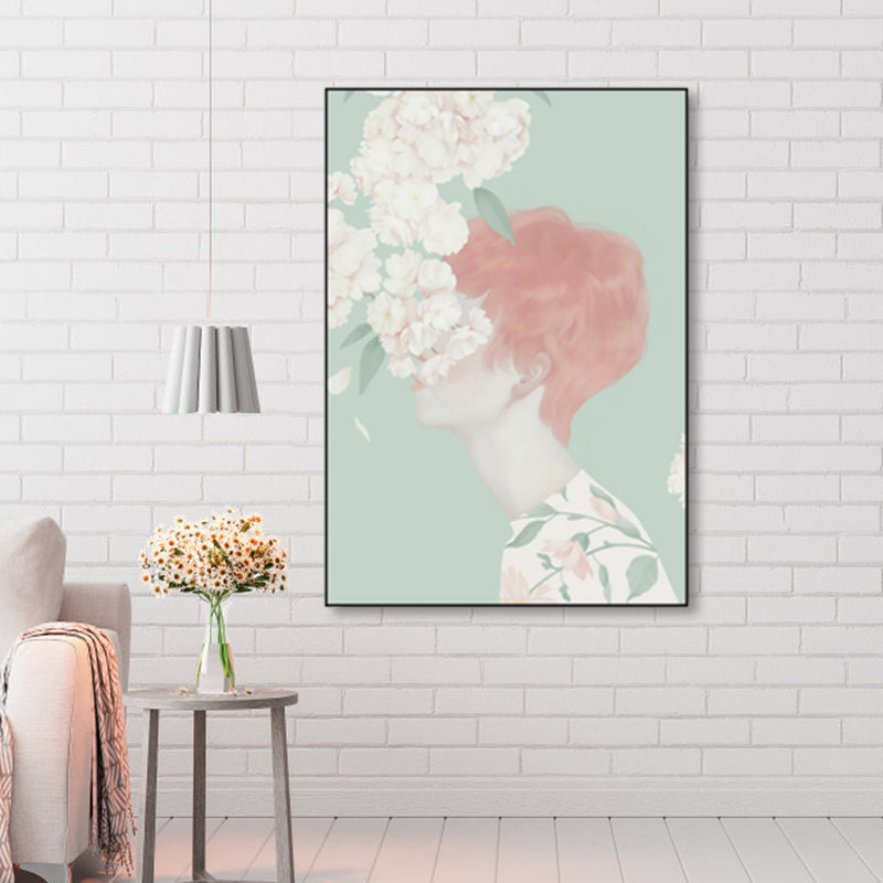Vivolux | Weiche Farbige Illustrierte Maid Eingewickelte Leinwand Texturiert Pop Art Wohnzimmer Wanddekoration