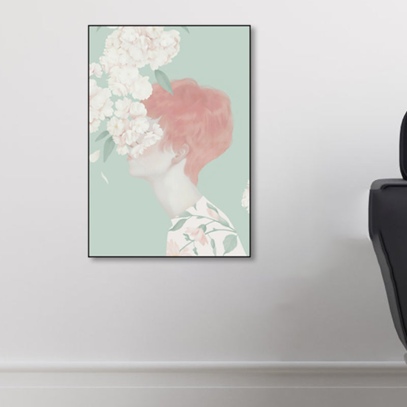Vivolux | Weiche Farbige Illustrierte Maid Eingewickelte Leinwand Texturiert Pop Art Wohnzimmer Wanddekoration