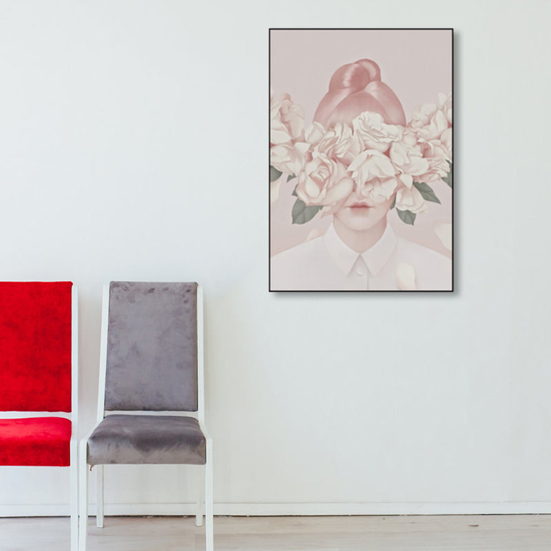 Vivolux | Weiche Farbige Illustrierte Maid Eingewickelte Leinwand Texturiert Pop Art Wohnzimmer Wanddekoration