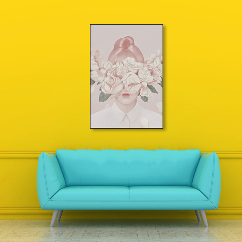 Vivolux | Weiche Farbige Illustrierte Maid Eingewickelte Leinwand Texturiert Pop Art Wohnzimmer Wanddekoration