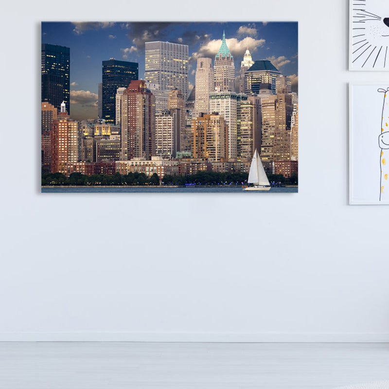 Vivolux | Braun Urban Architektonische Landschaft Leinwand Texturiert Modernes Haus Innen Wandkunst Druck