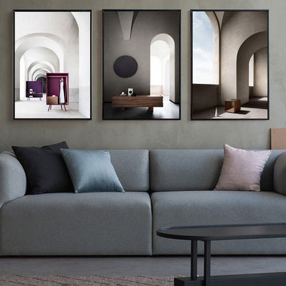 Vivolux | Arched Door Szenen Wandkunst Set Sanfte Farben Moderner Stil Leinwanddruck für das Familienzimmer