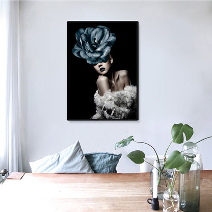 Vivolux | Faddish Maiden Leinwandkunst Glam-Stil Figur Wanddekoration in heller Farbe für das Wohnzimmer