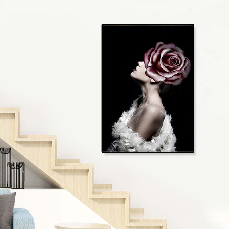 Vivolux | Faddish Maiden Leinwandkunst Glam-Stil Figur Wanddekoration in heller Farbe für das Wohnzimmer