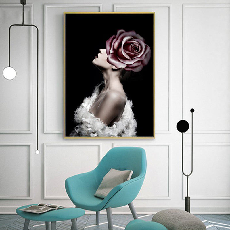 Vivolux | Faddish Maiden Leinwandkunst Glam-Stil Figur Wanddekoration in heller Farbe für das Wohnzimmer