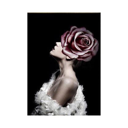 Vivolux | Faddish Maiden Leinwandkunst Glam-Stil Figur Wanddekoration in heller Farbe für das Wohnzimmer