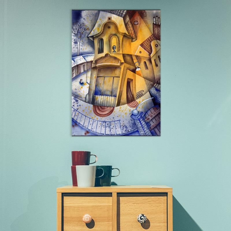 Vivolux | Weiche Farbnovell-Bau-Wanddekoration Illustration moderne strukturierte Leinwand für das Familienzimmer