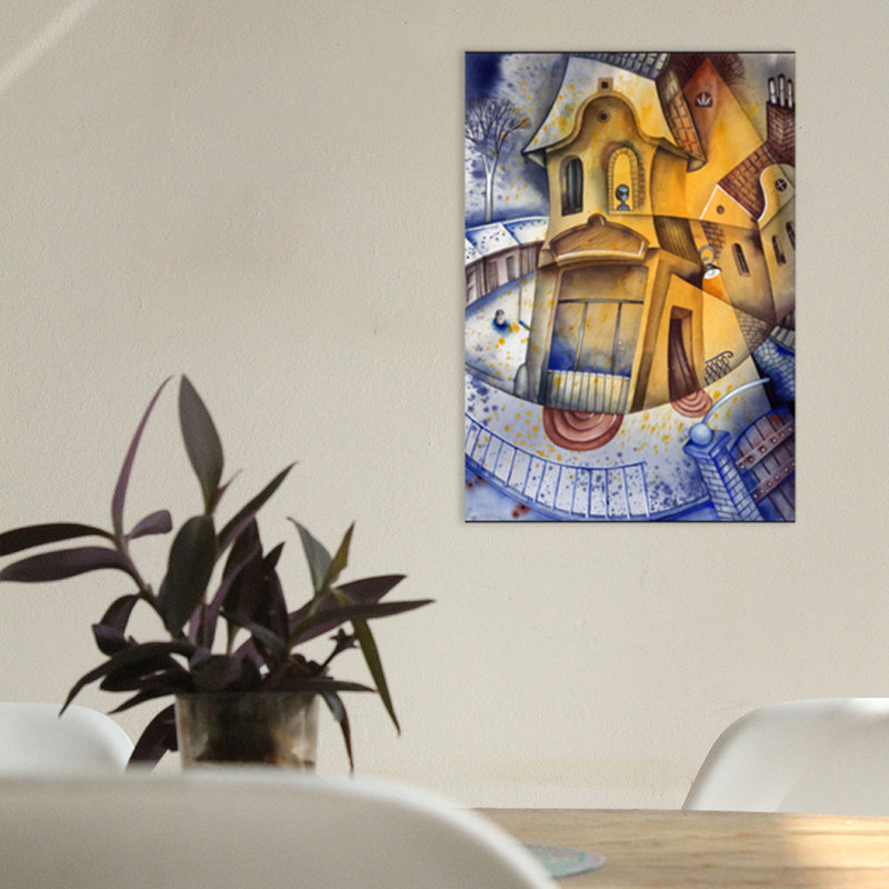 Vivolux | Weiche Farbnovell-Bau-Wanddekoration Illustration moderne strukturierte Leinwand für das Familienzimmer