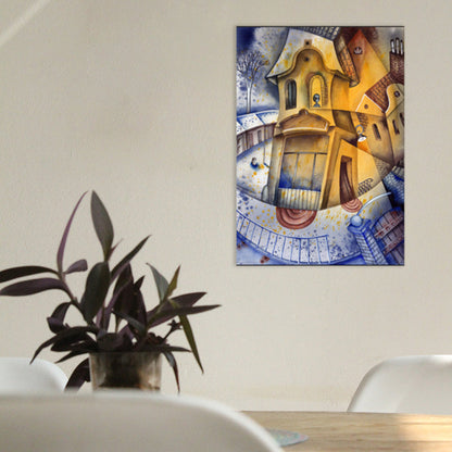 Vivolux | Weiche Farbnovell-Bau-Wanddekoration Illustration moderne strukturierte Leinwand für das Familienzimmer
