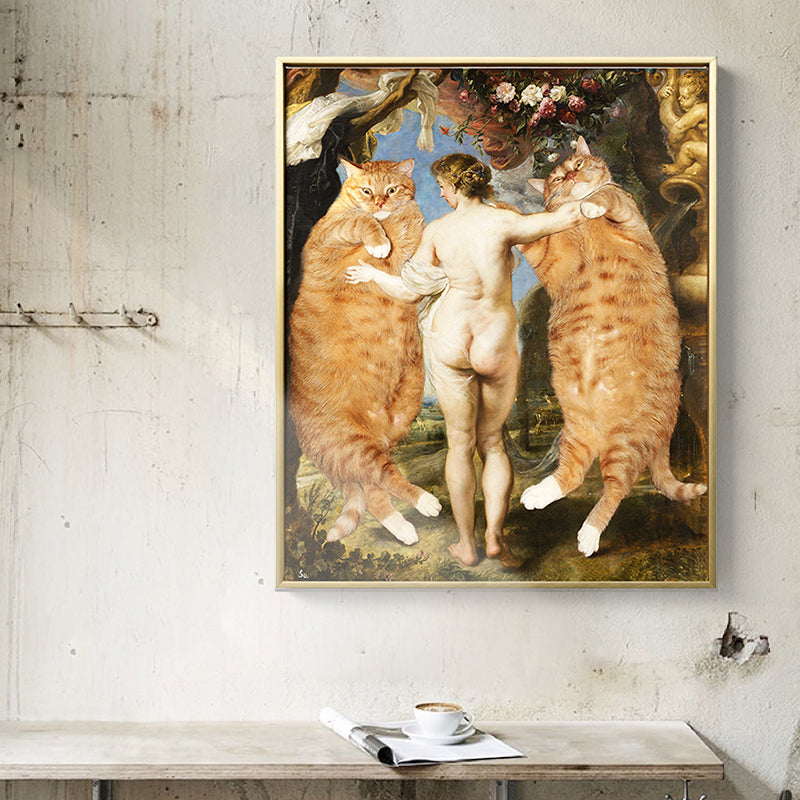 Vivolux | Spoof Ölmalerei Katzen Leinwand für Hausinterieur Tier- und Frauenwandkunstdekoration in Braun