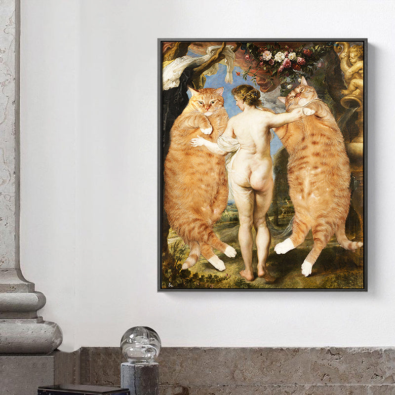 Vivolux | Spoof Ölmalerei Katzen Leinwand für Hausinterieur Tier- und Frauenwandkunstdekoration in Braun