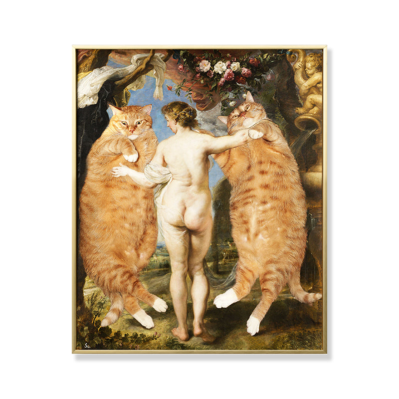 Vivolux | Spoof Ölmalerei Katzen Leinwand für Hausinterieur Tier- und Frauenwandkunstdekoration in Braun