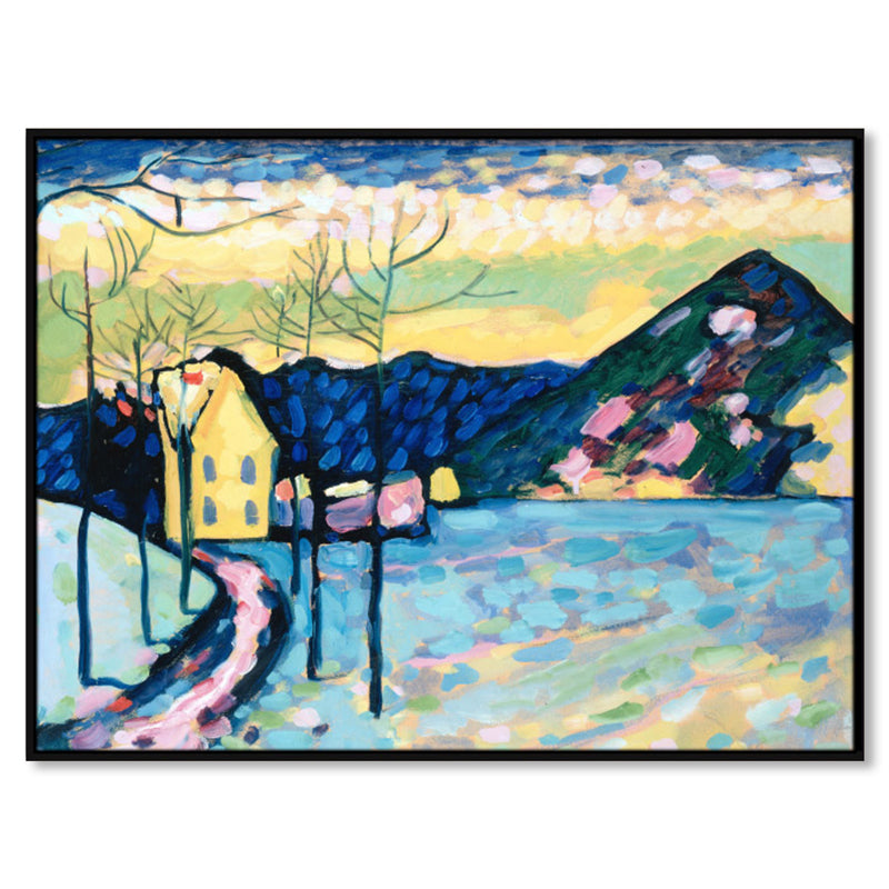 Vivolux | Strukturierte blaue gewickelte Leinwand Pop-Art Berglandschaft Wanddekoration für das Schlafzimmer von Mädchen