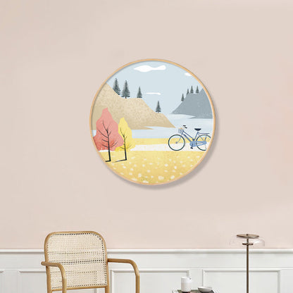 Vivolux | Fahrzeug im Wald Wanddekoration Skandinavischer Strukturierte Leinwanddruck in Sanften Farben für das Schlafzimmer