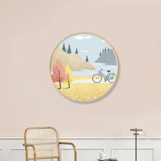 Vivolux | Fahrzeug im Wald Wanddekoration Skandinavischer Strukturierte Leinwanddruck in Sanften Farben für das Schlafzimmer