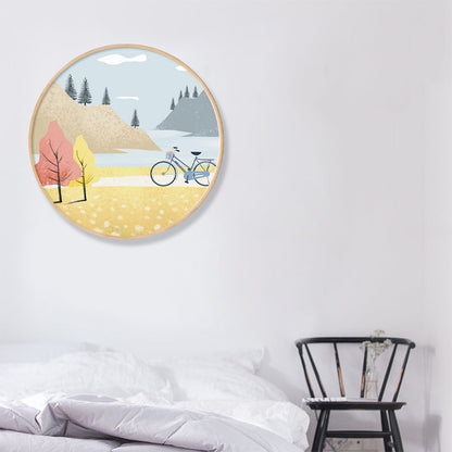 Vivolux | Fahrzeug im Wald Wanddekoration Skandinavischer Strukturierte Leinwanddruck in Sanften Farben für das Schlafzimmer