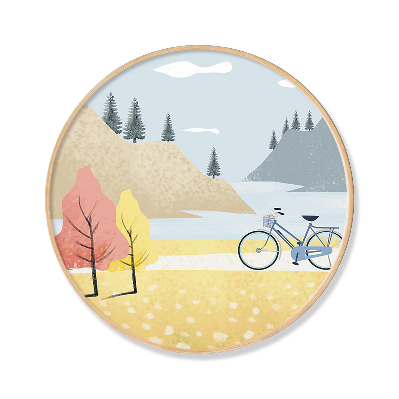 Vivolux | Fahrzeug im Wald Wanddekoration Skandinavischer Strukturierte Leinwanddruck in Sanften Farben für das Schlafzimmer