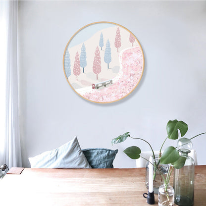 Vivolux | Fahrzeug im Wald Wanddekoration Skandinavischer Strukturierte Leinwanddruck in Sanften Farben für das Schlafzimmer