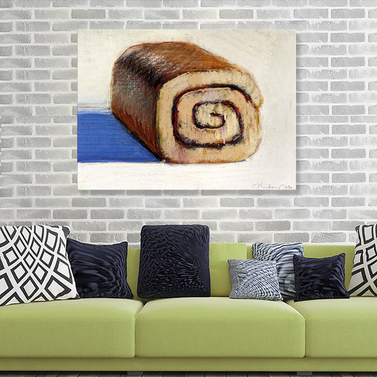 Vivolux | Ölgemälde Rollenkuchen Wanddekoration Pop-Art Leinwand Wanddekoration in Braun für die Küche