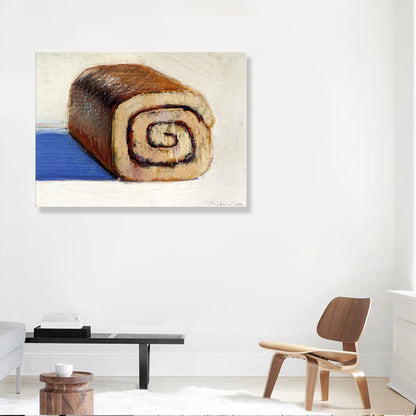 Vivolux | Ölgemälde Rollenkuchen Wanddekoration Pop-Art Leinwand Wanddekoration in Braun für die Küche