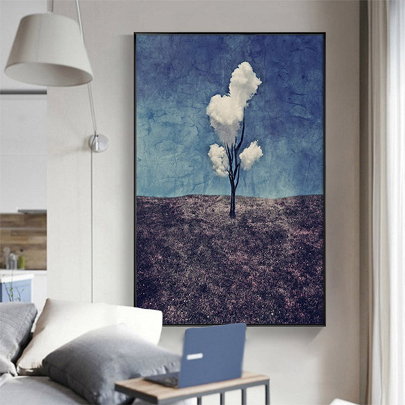 Vivolux | Pop Art Baum Muster Leinwanddruck Blaue Esszimmermalerei, Mehrere Größen Verfügbar