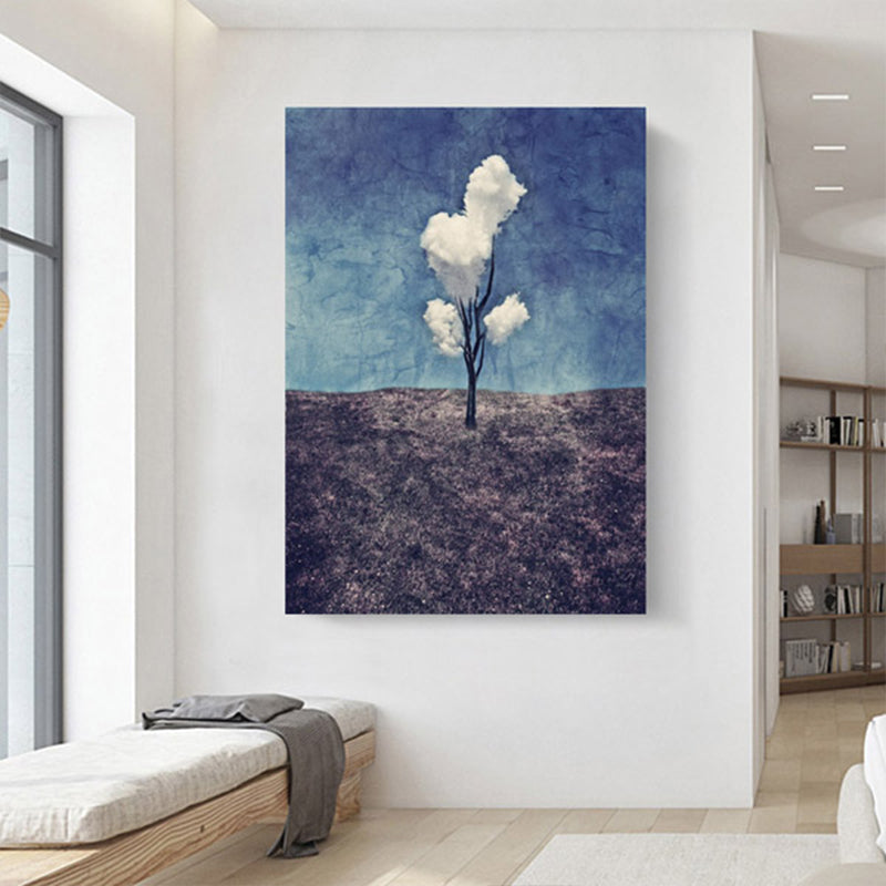 Vivolux | Pop Art Baum Muster Leinwanddruck Blaue Esszimmermalerei, Mehrere Größen Verfügbar