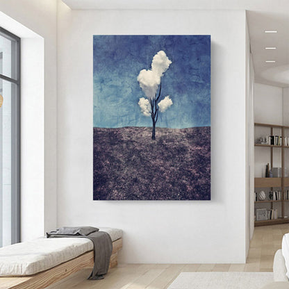 Vivolux | Pop Art Baum Muster Leinwanddruck Blaue Esszimmermalerei, Mehrere Größen Verfügbar