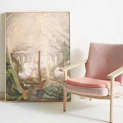 Vivolux | Kokosbaum Leinwanddruck Kubismus Stil Naturlandschaft Wanddeko in Braun für Lounge