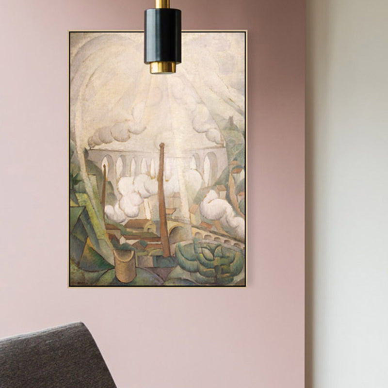 Vivolux | Kokosbaum Leinwanddruck Kubismus Stil Naturlandschaft Wanddeko in Braun für Lounge