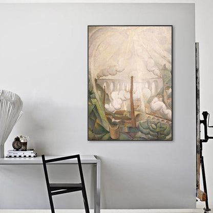 Vivolux | Kokosbaum Leinwanddruck Kubismus Stil Naturlandschaft Wanddeko in Braun für Lounge