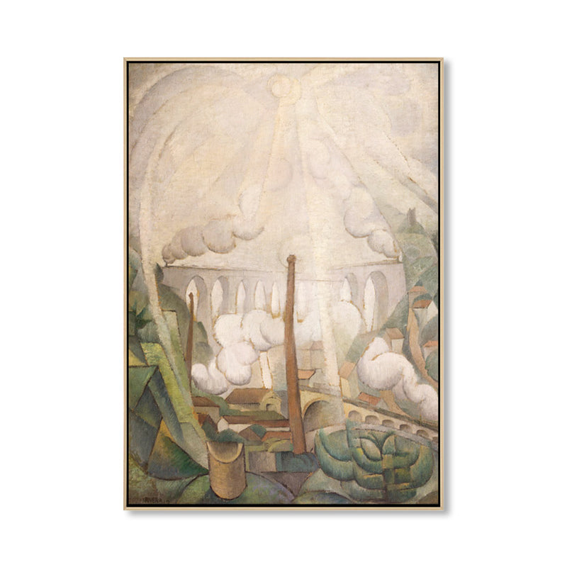 Vivolux | Kokosbaum Leinwanddruck Kubismus Stil Naturlandschaft Wanddeko in Braun für Lounge