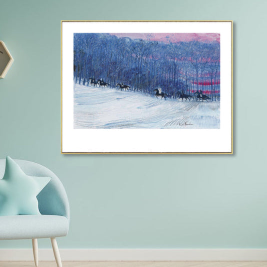 Vivolux | Pferde Wandkunst Dekor Impressionismus Schöne Landschaft Leinwanddruck in Heller Farbe