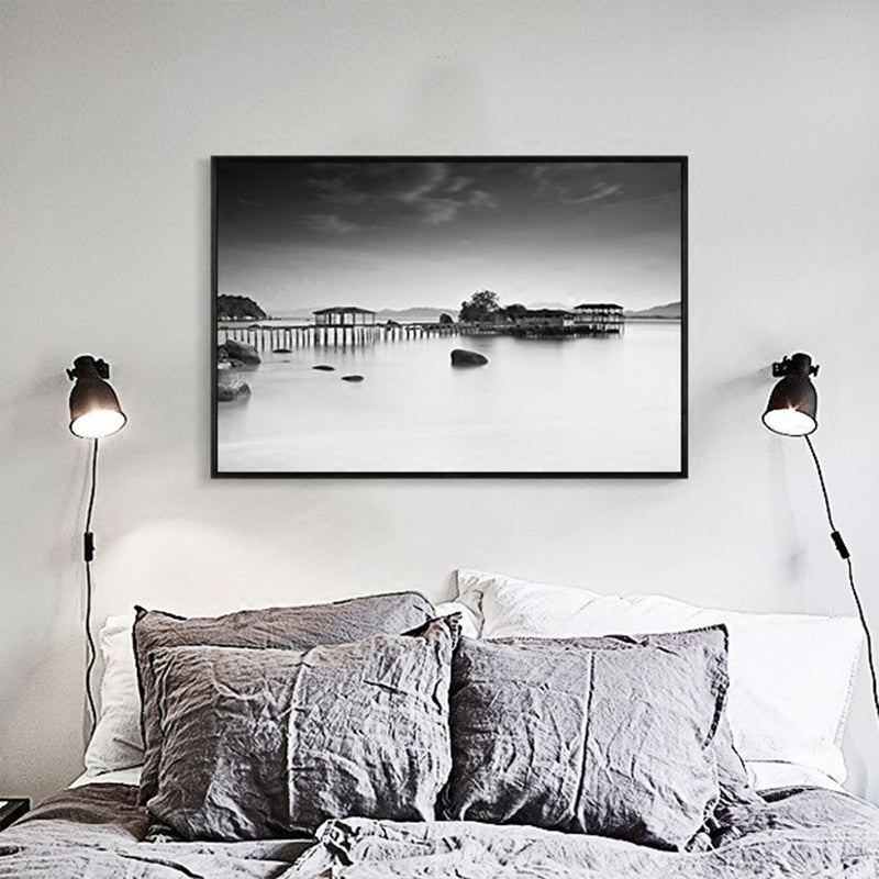 Vivolux | Foto Nebeliger Flusslandschaft Leinwanddruck Modern Texturiertes Esszimmer Wandbild in Dunkel Farbe