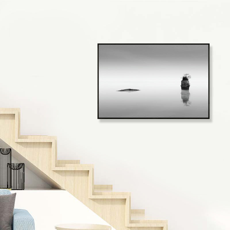 Vivolux | Foto Nebeliger Flusslandschaft Leinwanddruck Modern Texturiertes Esszimmer Wandbild in Dunkel Farbe