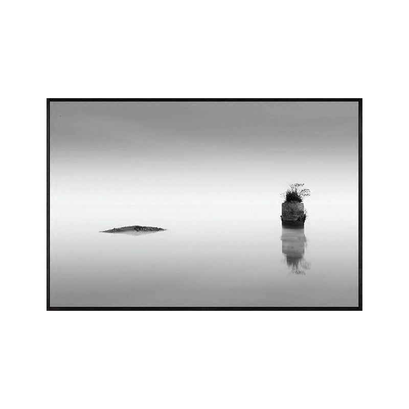 Vivolux | Foto Nebeliger Flusslandschaft Leinwanddruck Modern Texturiertes Esszimmer Wandbild in Dunkel Farbe