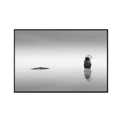 Vivolux | Foto Nebeliger Flusslandschaft Leinwanddruck Modern Texturiertes Esszimmer Wandbild in Dunkel Farbe