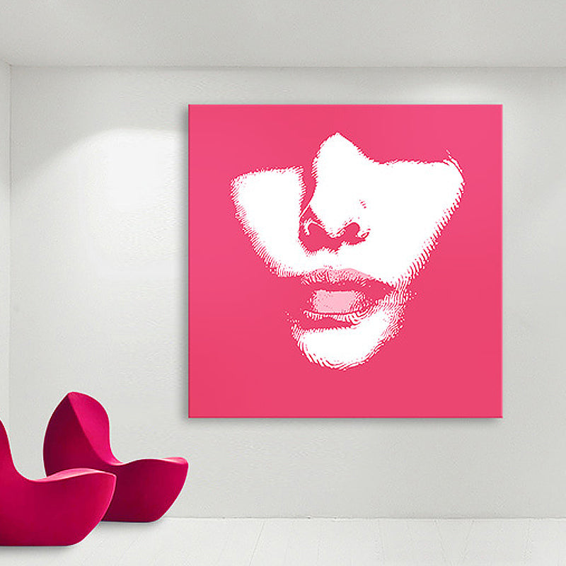 Vivolux | Fashion Mädchen Lip Wrapped Canvas Texturierten Pop Art Stil Schlafzimmer Malerei in Hellfarbe
