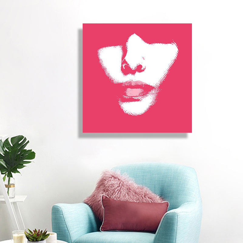 Vivolux | Fashion Mädchen Lip Wrapped Canvas Texturierten Pop Art Stil Schlafzimmer Malerei in Hellfarbe