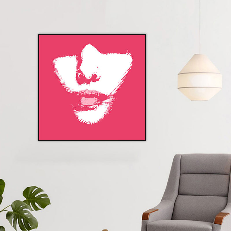 Vivolux | Fashion Mädchen Lip Wrapped Canvas Texturierten Pop Art Stil Schlafzimmer Malerei in Hellfarbe